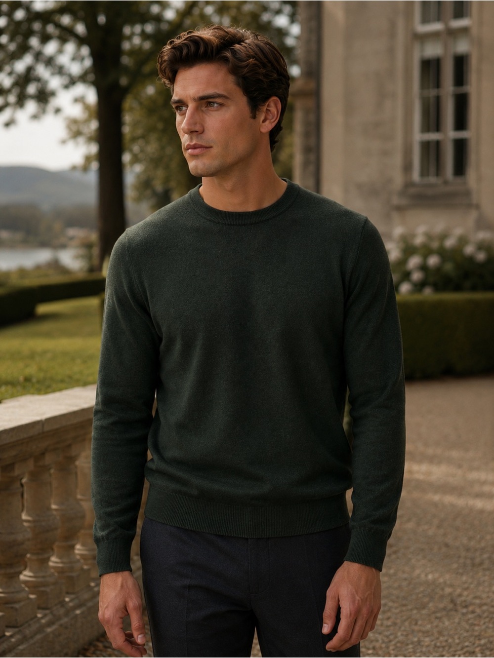 Hart Schaffer Marx XL Forest Green 100% Merino Wool Crewneck Pullover Sweater